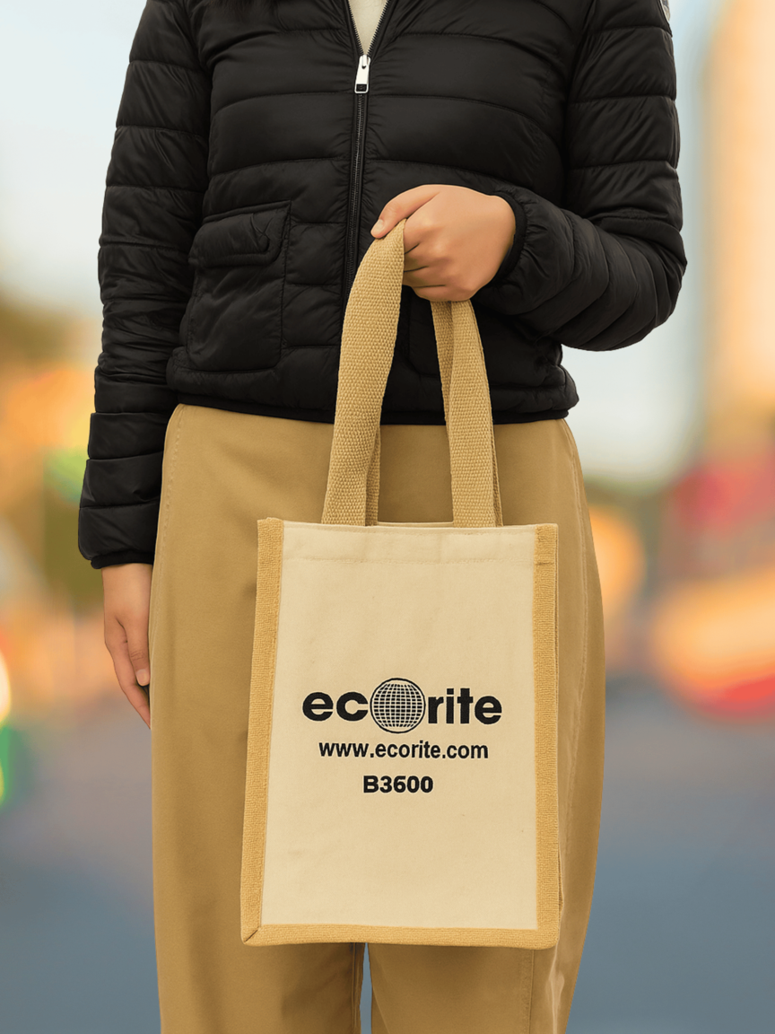 B3600 - Jute/ Canvas Mini Tote - Image 5