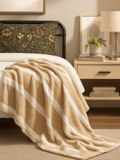 B5665 – Striped Flannel Fleece Blanket - Image 2