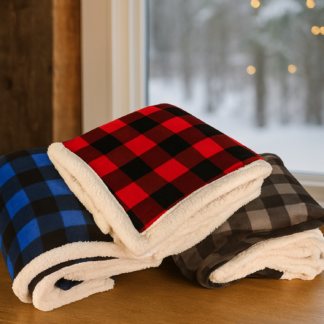 B5685 -  Deluxe Sherpa Throw Blanket- Buffalo Check